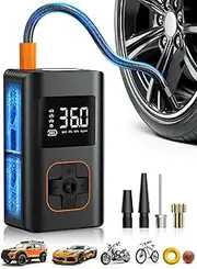 Tire Inflator Portable Air Compressor, 8000mAh Cordless Air Pump for Car Tires, 150 PSI Electric Bike Tire Pump with LED Light and Digital Pressure Gauge for Motorcycle, Auto, Ball, Bicycle