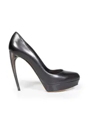 Black Leather Platform Pumps