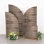 4 BROWN Wood Print Fitted Spandex Half Moon Arch Backdrop STAND COVERS Party