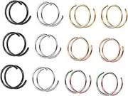 SAFIGLE 12pcs Stainless Steel Spiral Spring Nose Ring Jewelry Hoops Nose Piercing Lightweight Earrings for Women Men