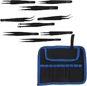 LIFKICH 10pcs Set Mobile Phone Repair Tool Point Tweezers Pointed Tip Tweezers Jewelry Repair Tools Curved Tweezers for Crafts Precision Tweezers Kit Jewelry Tweezers Stainless Steel Black