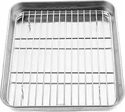 iplusmile 1Set Non Stick Baking Pan with Cooling Rack Stainless Steel Cookie Sheet Serving Tray for Baking Serving Fried Foods and Fruit Storage
