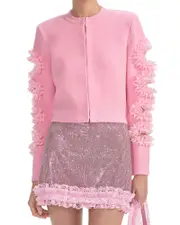 Self-Portrait x Christopher Kane Cut Out Lace Trim Cardigan