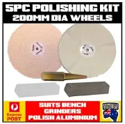200mm BENCH GRINDER POLISHING BUFFING WHEELS KIT ALUMINIUM / ALLOYS