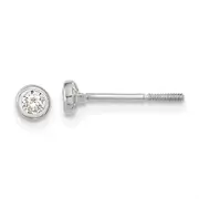 14K White Gold Madi K Polished Cz Bezel Post Earrings