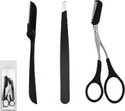 Eyebrow Razor Set Trimmer Shaver Scissors spooley Dermaplaning Tweezers - Premium Stainless Steel Tools for Precise Facial Hair Removal & Styling- Essential Dermaplaning Set for Men & Women