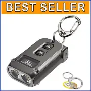 Compact 500 Lumen Keychain Flashlight - USB-C Rechargeable & Digital Display