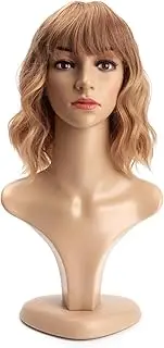 Blonde Bob Wig for Women|Short Blonde Wig Curly Wig for Women|Synthetic Blonde Bob Wig With Bangs for Daily Use