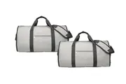 2Pcs Carry on Garment Bag Convertible Travel Duffel Suit Bag with Shoe Compartment Dress Suitcase Suit Travel Bags for Business Trips-Light Grey