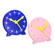 4 inch Teaching Clock Learning Time 24 Hour 3 Pointers Geared, Blue Pink