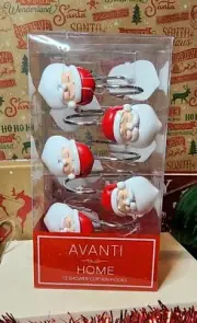 Avanti Home Santa Clause Shower Curtain Rings (12) Christmas New