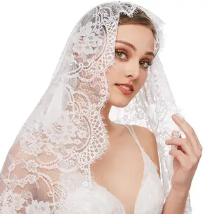 新娘婚禮面紗蕾絲花新娘裝飾面紗柔軟簡約婚禮用品面紗米色白色