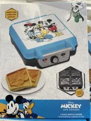 Mickey and Friends Disney 4-Slice Character Nonstick Waffle Maker - Brand New