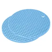 Silicone Trivet Mats 2pcs, Round Hot Pan Pads Hot Pot Holder - Light Blue