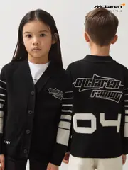 Reiss Black Boom 3-9 yrs Unisex Fit McLaren F1 Team Varsity Wool-Cashmere Cardigan (AY8086) | $125