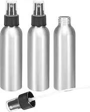 uxcell 3pcs Aluminum Fine Mist Spray Bottles 120ml/4oz Metal Small Liquid Alcohol Refillable Travel Container with Black Plastic Nozzle Cap for Perfume Skincare Cosmetic Storage Bottle