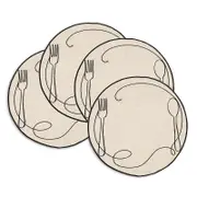 Misette Line Drawing Embroidered Linen Placemats, Set of 4