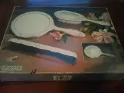 Vintage NIB 3 Piece SilverPlated VANITY Dresser Set -Mirror, Brush, Comb