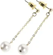 [WRITWAA] Unique Long Chain Earrings with Tassels Pearl Drop Earrings for Women Artistic Statement Jewelry Versatile Present for Her