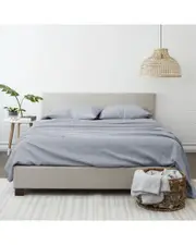 Home Collection Ultra Soft Chambray Style Light Blue 4Pc Sheet Set