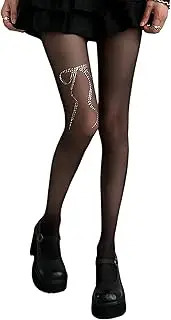 [LOITHGU] Women's Sexy Sparkle Rhinestone Patterned Tights, High Waist Soft Silk Pantyhose With Designs