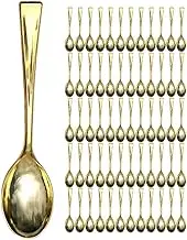 LUOZZY 100pcs Ice Cream Spoons Dessert Spoons Plastic Spoons Shop Restaurant Supplies for Cake Pudding - Golden