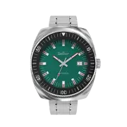 NEW Men's SELHOR Vintage Diver Automatic Watch Green/Black All Stainless, S15038