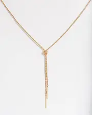 Gold Twisted Chain Lariat Necklace