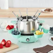 Dash Deluxe Stainless Steel Fondue Maker with Temperature Control Fondue Fork...