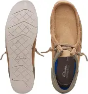 Clarks Men's ShacreLite Moc Oxford Slip On Dark Sand Combi Size 7