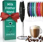 Milk Frother Wand & Drink Mixer - Handheld Mini Frother with Stand
