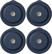 Replacement Lids for Pyrex 7200-PC 2 Cup, Silicone Round Storage Cover Lid for Anchor Hocking Glass Bowl 4 Pack with Date Mark Dark Blue