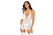 Dreamgirl Mesh Lace Garter Slip G-string Set 13313 - White