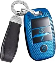 ontto TPU Car Key fob Cover case Fit for Kia Rio Sorento Cerato Forte K2 K4 Stonic Carnival NIRO Picanto Elantra Verna Sportage Remote Key Shell Key Holder Bag Keychain Keyring Accessories Blue