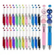50Pc Plastic Beaded Pens Bulk Multicolor Cute 1.0mm Beaded Pens 4-in-1 Beaded Ballpoint Pens Making As Shown