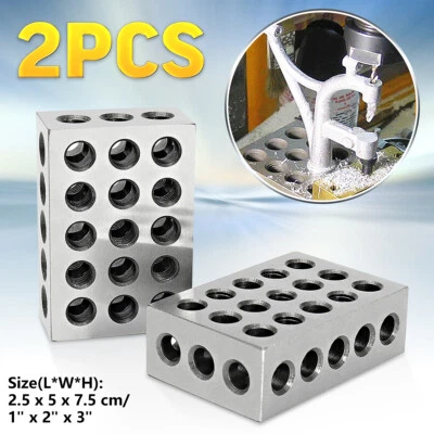 1 Pair 1x2x3" Gauge Blocks Ultra Precision .0002 Hardened 23 Holes Ground Plate
