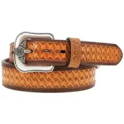 HOOey Men's "Hooey Hands-Up Basket Weave" Classic Belt - Natural/Brown