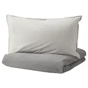 BLÅVINDA duvet cover and pillowcase, grey, 150x200/50x80 cm