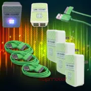 3X 4 USB PORT HUB AC WALL ADAPTER+6FT CABLE POWER CHARGER SYNC GREEN GALAXY TAB