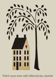Willow 2 pc STENCIL 10.5" t Tree 6" t Saltbox House Country Home DIY Craft Signs