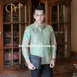 KEMEJA HIJAU 辦公室 BATIK 襯衫 RAHARJA MOTIF HANDPRINT BATIK MODE