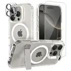 For iPhone 16 Pro Max 15 14 Case Clear Magsafe Shockproof Kickstand Holder Cover