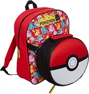 [Pokémon] Pokemon Backpack with Poke Ball Cooler Lunch Bag for School Boys Girls Pikachu 2 Piece Set Detachable Insulated Sandwich Box for Snacks Hot or Cold