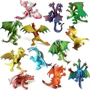 12Piece Dinosaur Model Realistic Flying Dragon Gift Box Toy, 4 inch sci-fi Game Monster Triceratops Pterodactyl Party Gifts Boys Hobbyist Prize