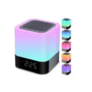 Bluetooth Bedside Lamp Multicolor Digital Alarm Clock Touch Control Speaker Night Light