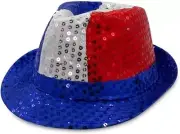 Unisex Fedora Hat Led Light-up Red Blue White Party Hat For 4th Of July US Flag