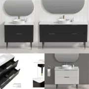 Lindens Wall Hung Matte Black 600-1500mm Fluted Panel Bathroom Vanity Stone Top