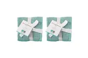 8pc Tommy Bahama 33x33cm Washed Pebble Face Washer Drying Towel Ice Blue Aqua