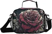 Red Penoy Gothic Insulated Lunch Box for Women Men - Ideal for Work, Picnics - Includes Adjustable Shoulder Strap