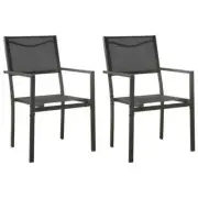 vidaXL Garden Chairs 2 pcs Textilene and Steel Black and Anthracite